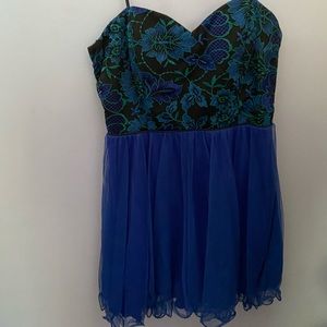 Strapless embroidered homecoming dress